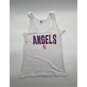 New Era Womens M Los Angeles Angels Floral Tank Top White MLB Graphic Tee